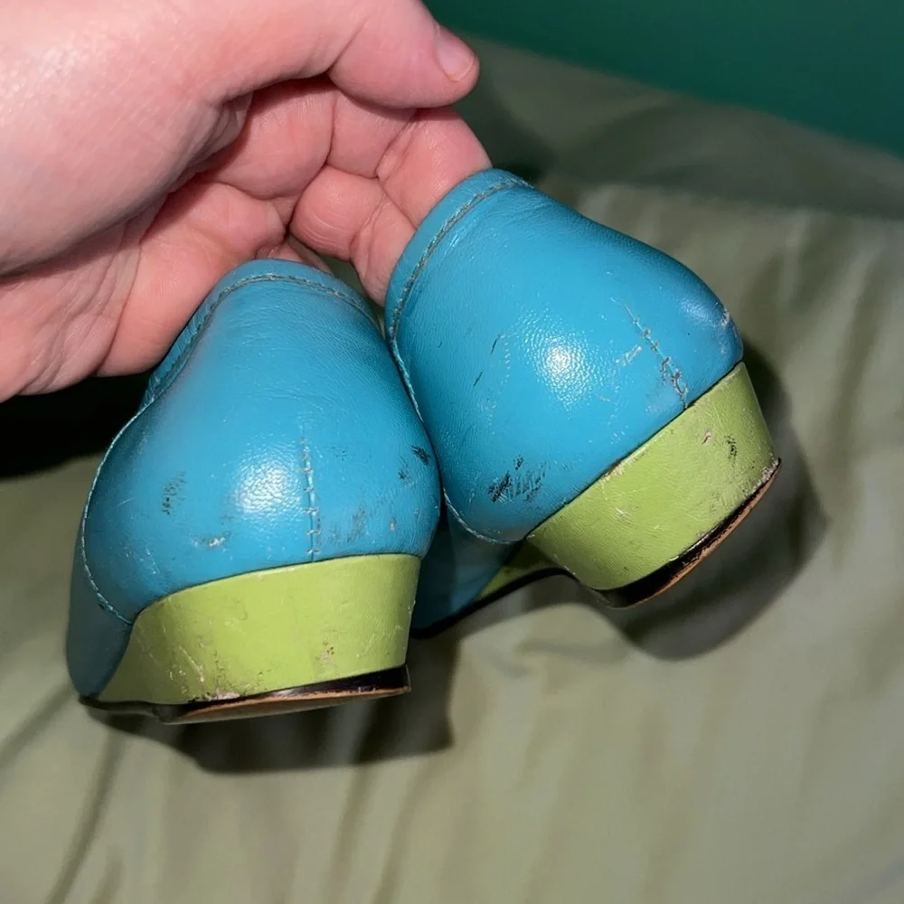 Vintage teal and green shoes - Picture 5 of 9